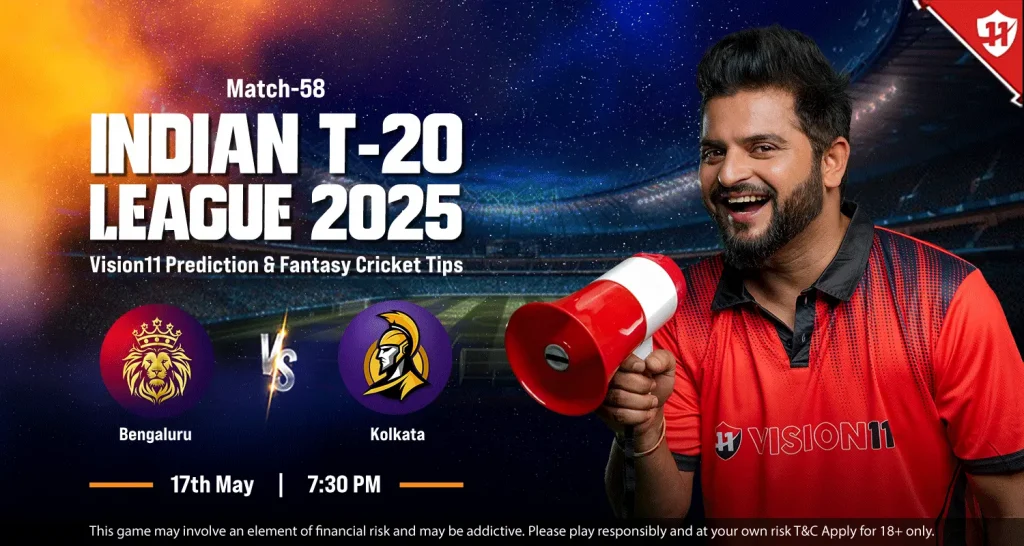 Bengaluru vs Kolkata – IPL 2025 58th Match Prediction and Fantasy Cricket Tips