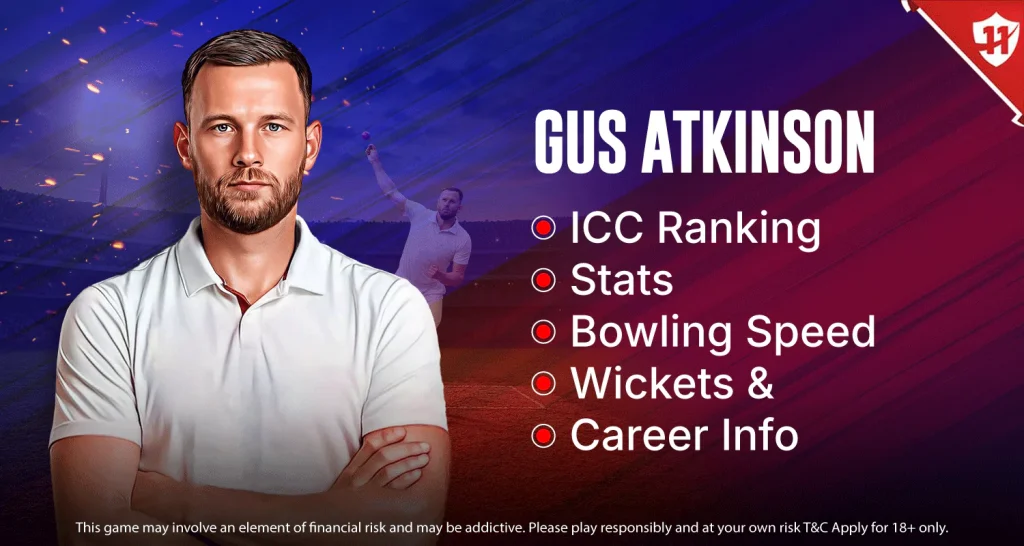 Gus Atkinson ICC Ranking, Stats, Bowling Speed, Wickets, And Career Info