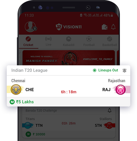 Select Match for Cricket Contests on fantasy app