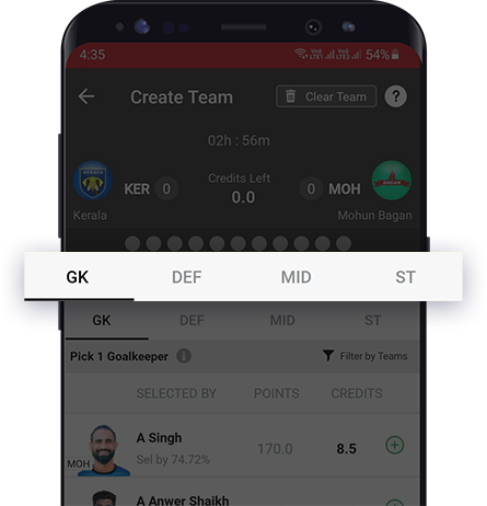 Select Teams for Football Contests on fantasy app