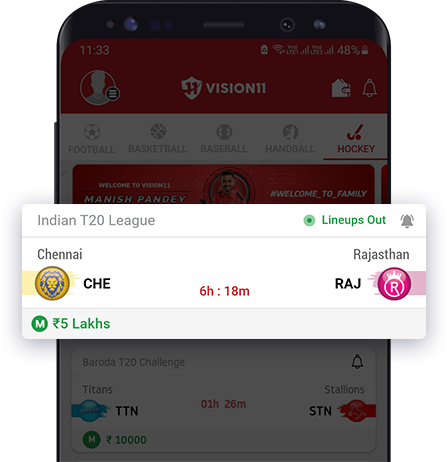 Select Match for Hockey Contests on fantasy app