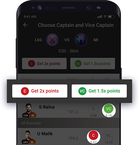 Choose Captain and Vice Captain for Hockey fantasy games