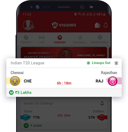 Select Match for Kabaddi Contests on fantasy app